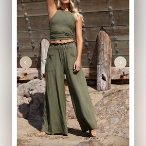 Free People Ribbed High-Waist Wide Leg Pants